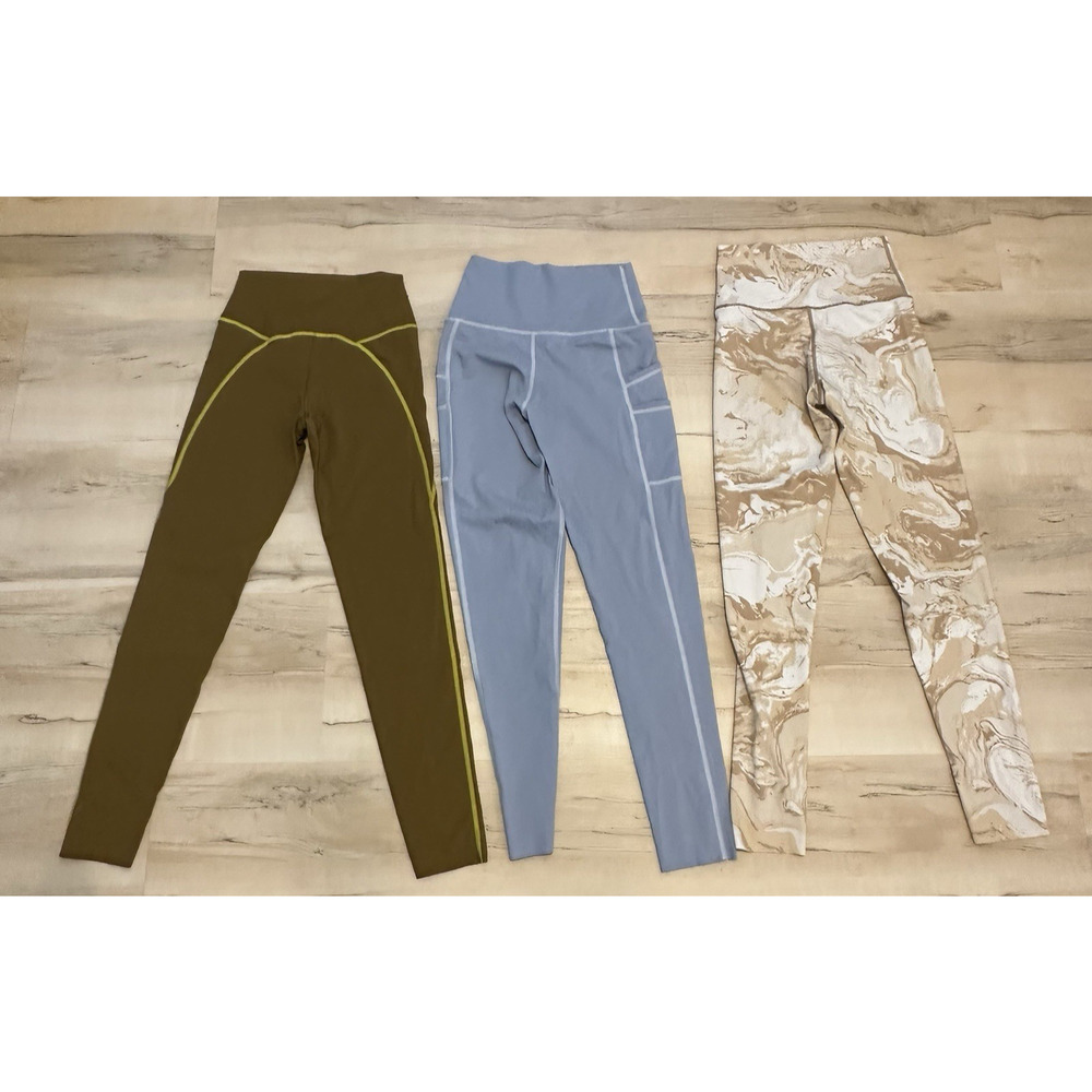 OFFLINE by Aerie Goals 7/8 High Rise Leggings Bundle 3 Pairs Sm Blue Green Tan